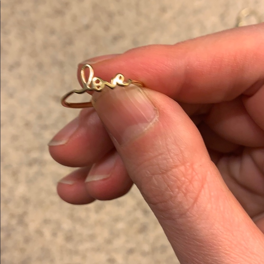 Delicate vermeil “love” ring, size 6